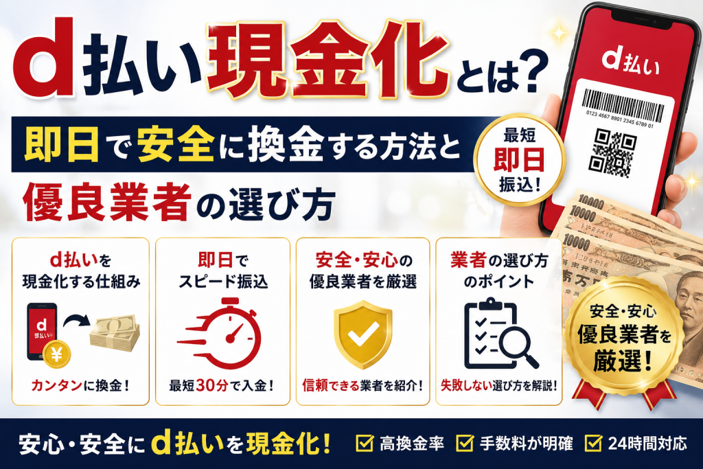 d払い現金化とは？即日で安全に換金する方法と優良業者の選び方